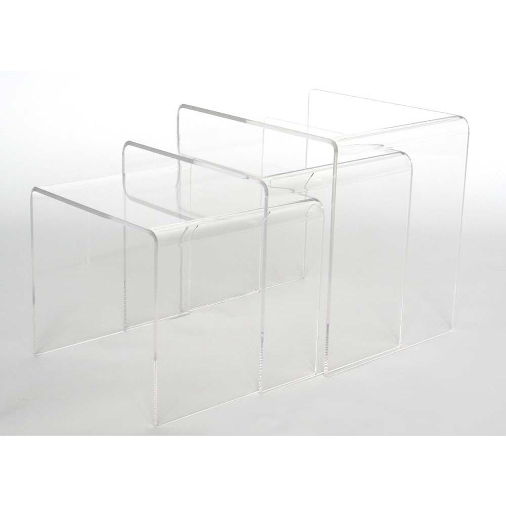 Baxton Studio Acrylic Nesting Table 3-Pc Table Set Display Stands. Picture 4