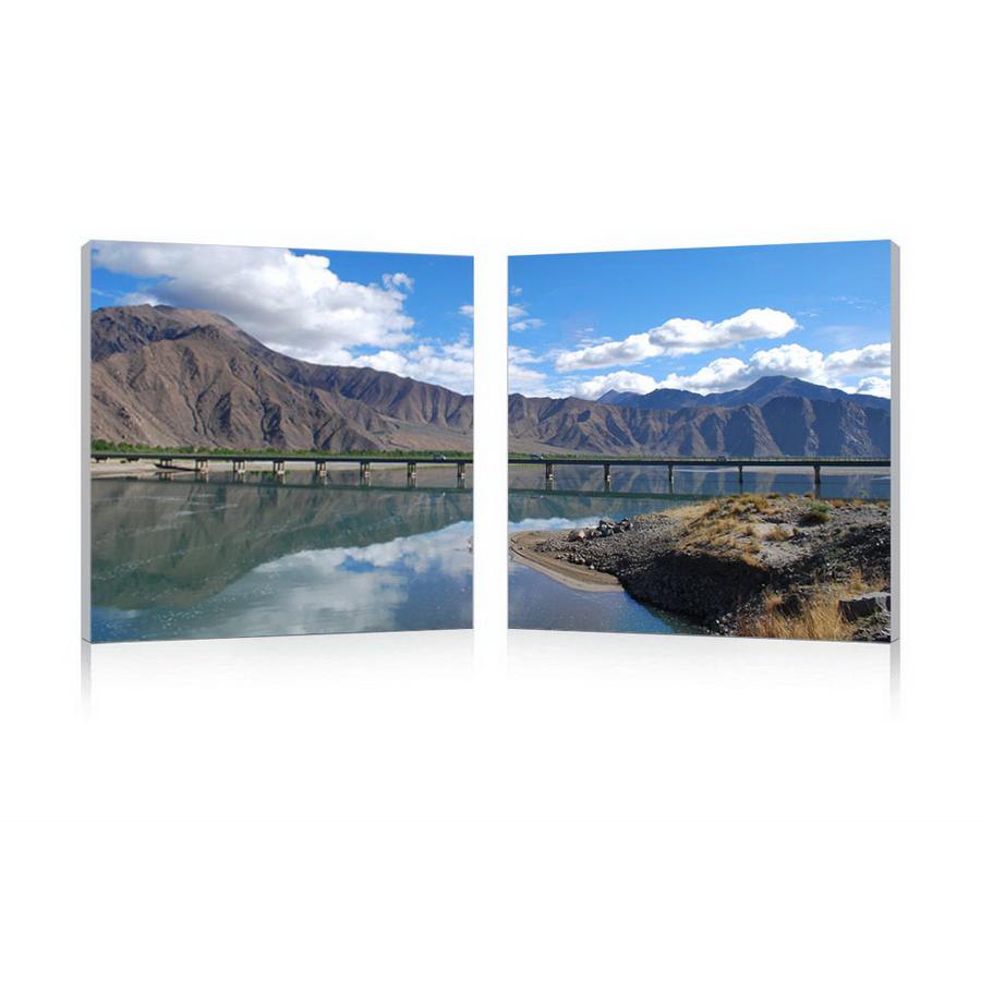 Causeway through the Mountains Mounted Photography Print Diptych Multi. Picture 1
