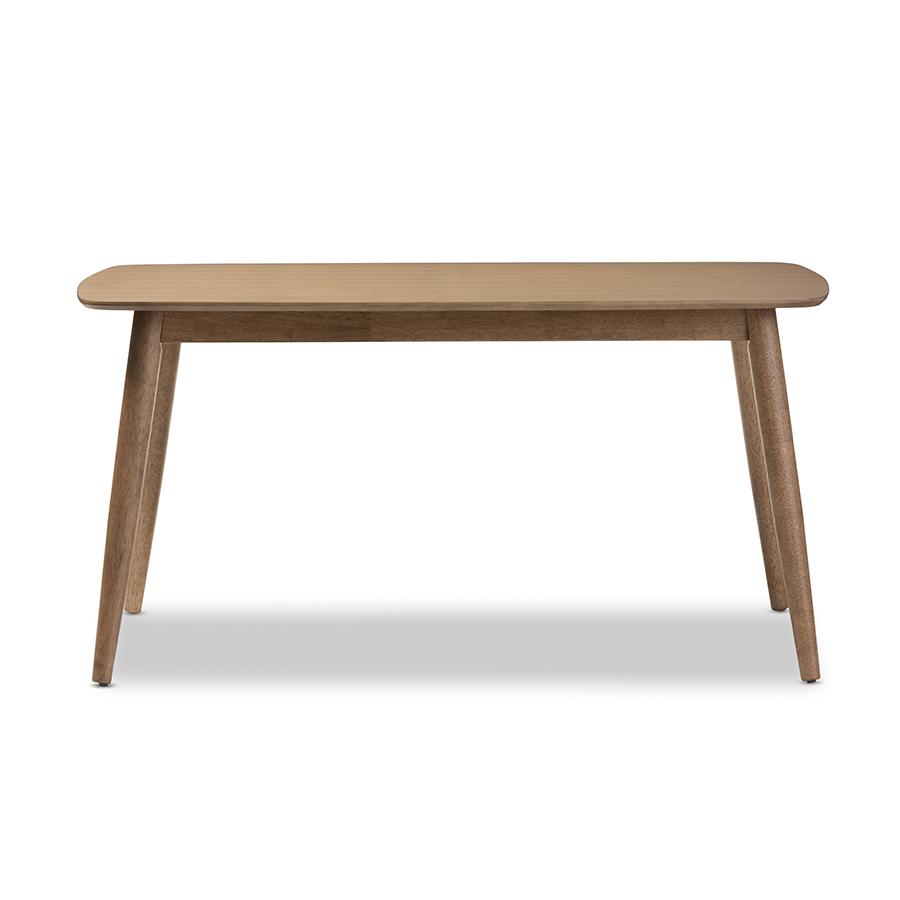 Edna Mid-Century Modern French "Oak" Light Brown Finishing Wood Dining Table. Picture 2
