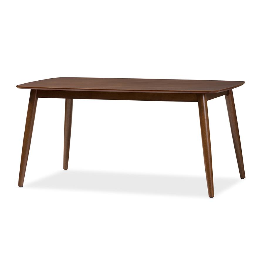 Flora Mid-Century Modern "Oak" Medium Brown Finishing Wood Dining Table. The main picture.