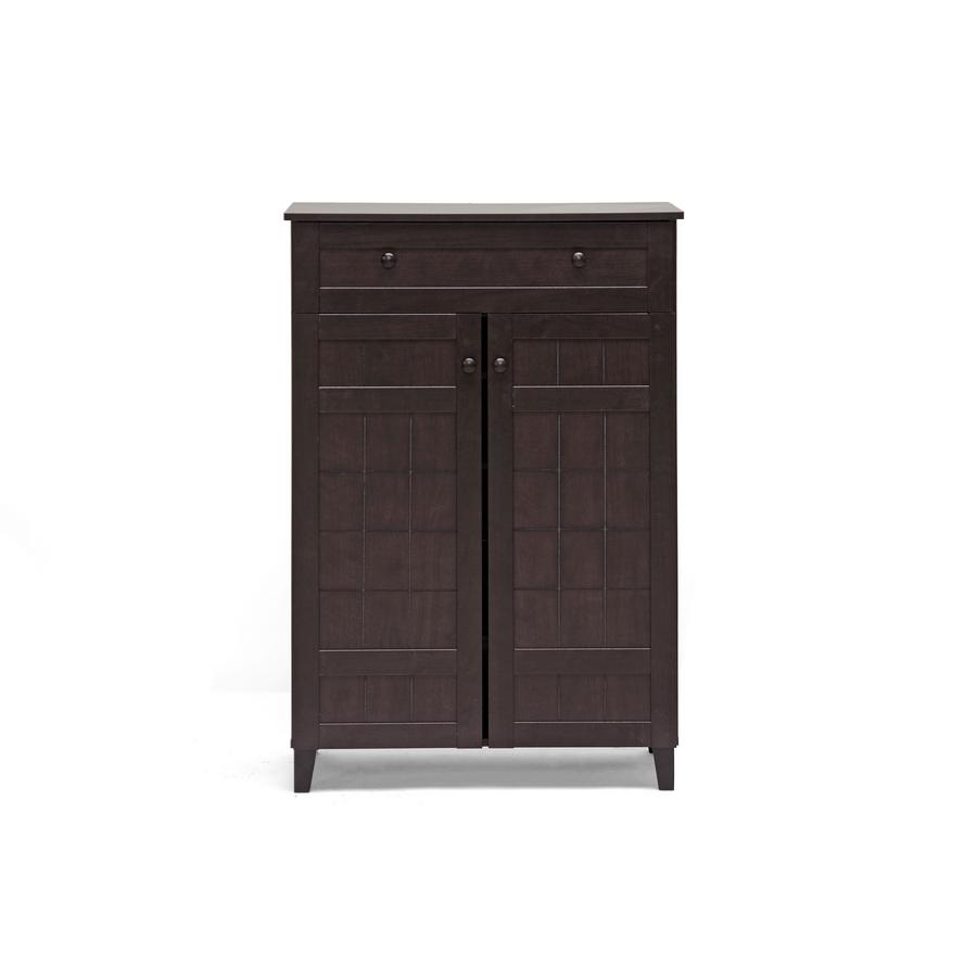 Dark Brown Wood Shoe Cabinet (Tall). Picture 1