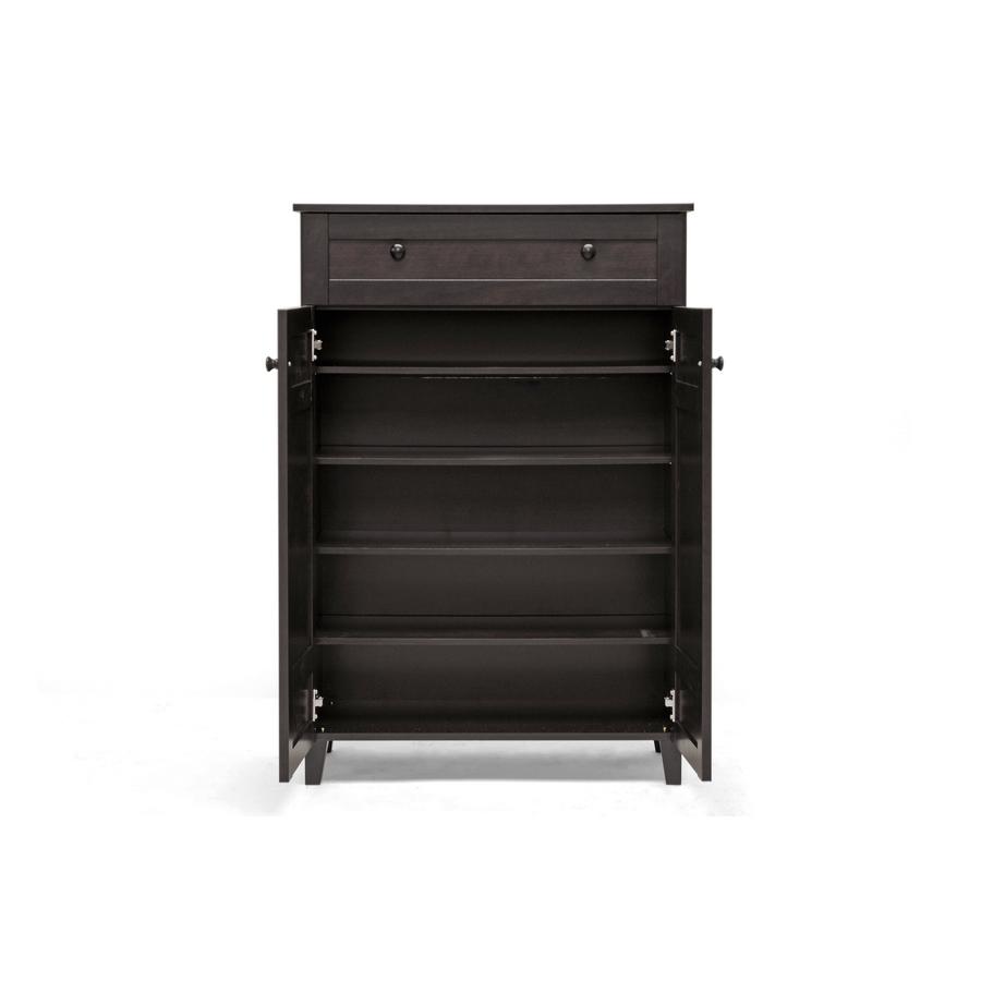 Dark Brown Wood Shoe Cabinet (Tall). Picture 2