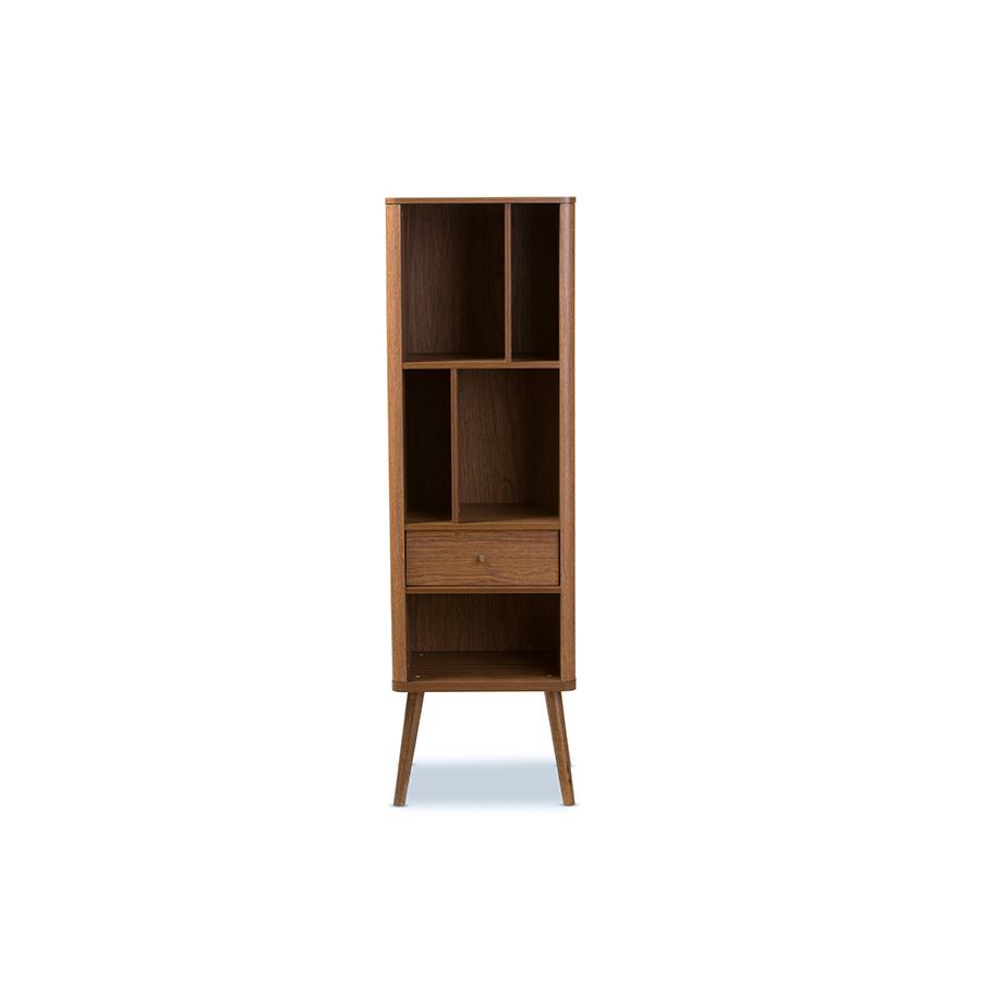 Retro 1-drawer Sideboard Storage Cabinet Bookcase Organizer Brown. Picture 1