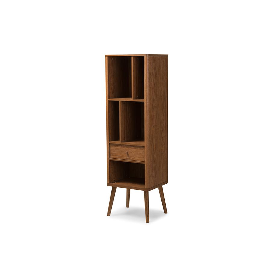Retro 1-drawer Sideboard Storage Cabinet Bookcase Organizer Brown. Picture 2