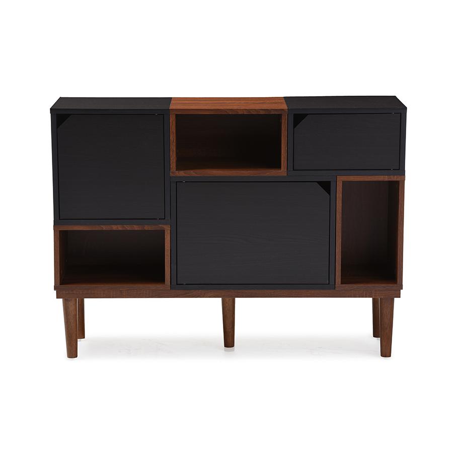 Anderson Mid-century Retro Modern Oak and Espresso Wood Sideboard Storage Cabinet Dark Brown/Brown. Picture 1