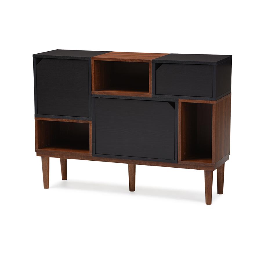 Anderson Mid-century Retro Modern Oak and Espresso Wood Sideboard Storage Cabinet Dark Brown/Brown. Picture 2