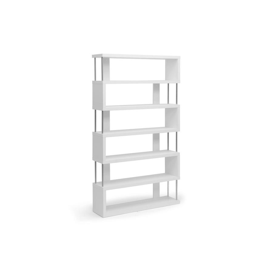Baxton Studio Barnes White Six-Shelf Modern Bookcase. Picture 1