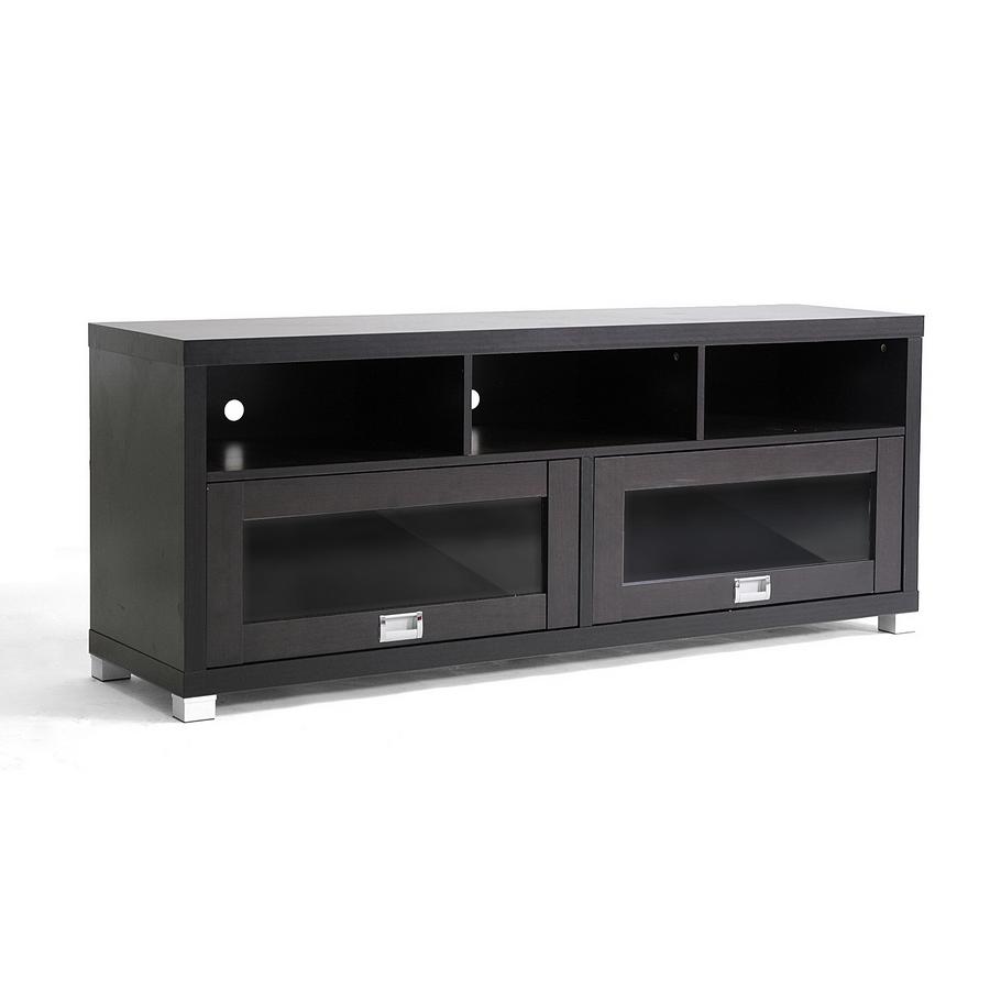 Baxton Studio Swindon Modern TV Stand with Glass Doors. Picture 1