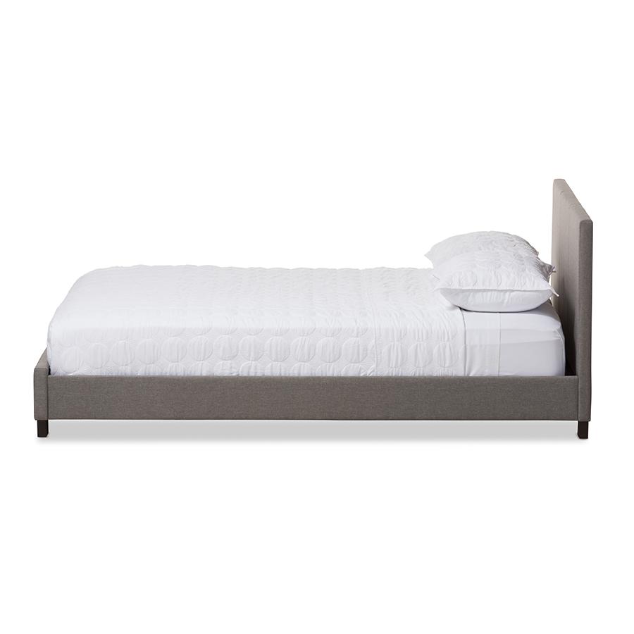 Grey Panel-Stitched Queen Size Platform Bed. Picture 2