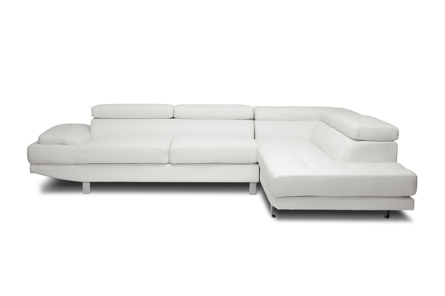 Selma White Leather Modern Sectional Sofa. Picture 2