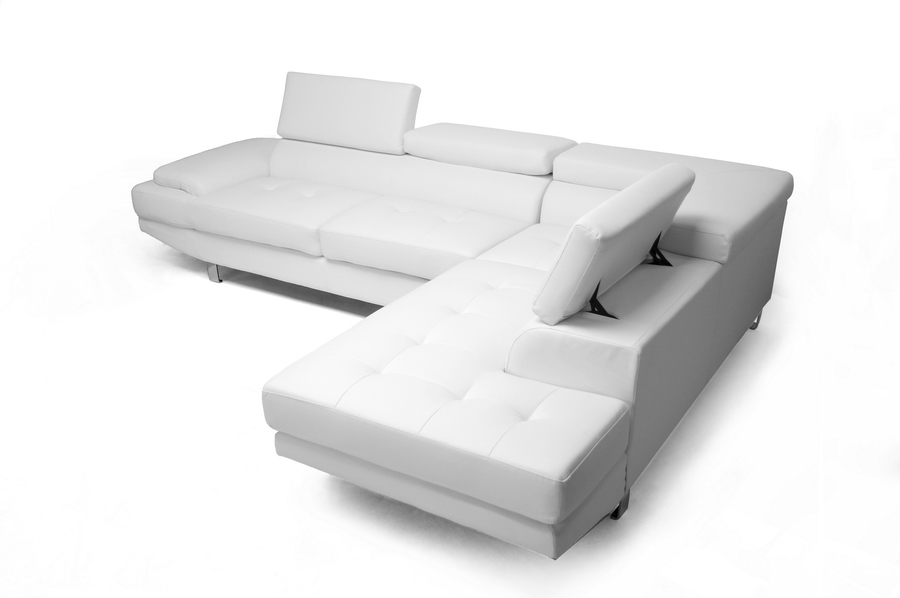 Selma White Leather Modern Sectional Sofa. Picture 3
