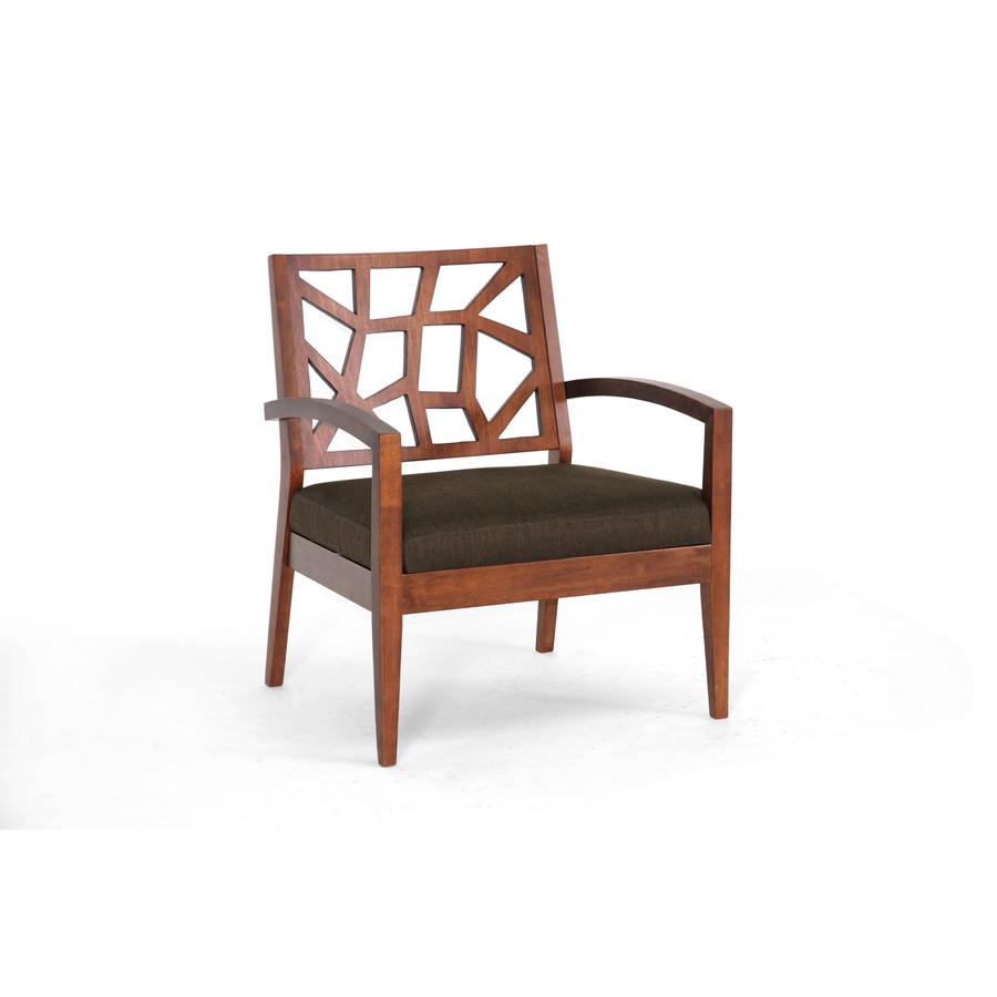 Jennifer Modern Lounge Chair with Dark Brown Fabric Seat. Picture 1