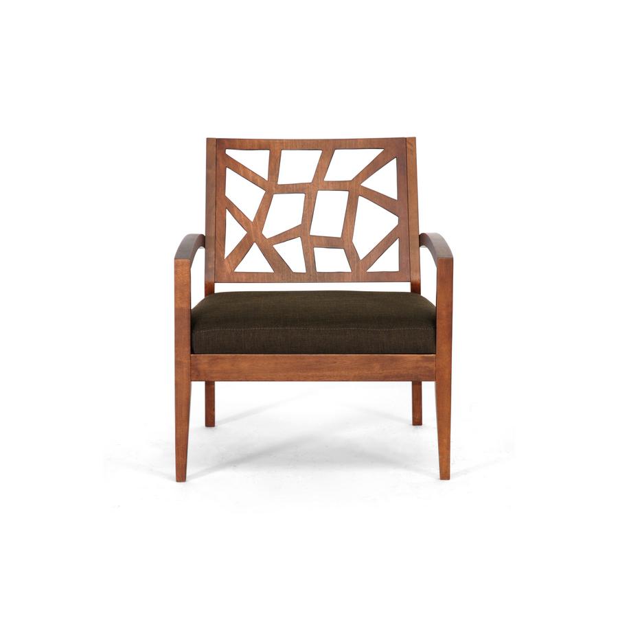 Baxton Studio Jennifer Modern Lounge Chair with Dark Brown Fabric Seat. Picture 1
