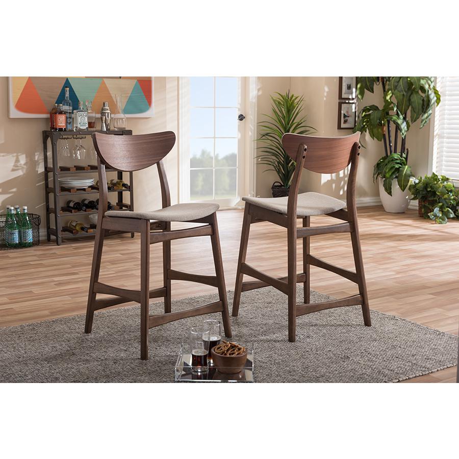 Fabric Upholstered Walnut Wood Finishing 24-Inches Counter Stool (Set of 2). Picture 3