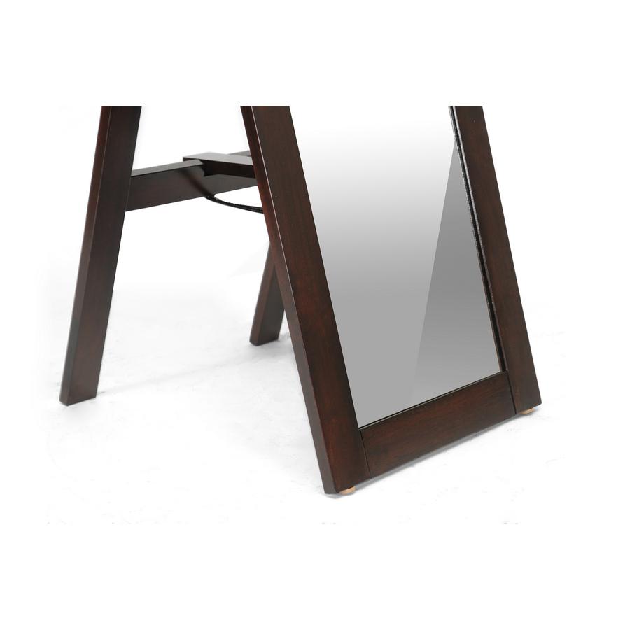 Dark Brown Wood Mirror with Built-In Stand. Picture 3