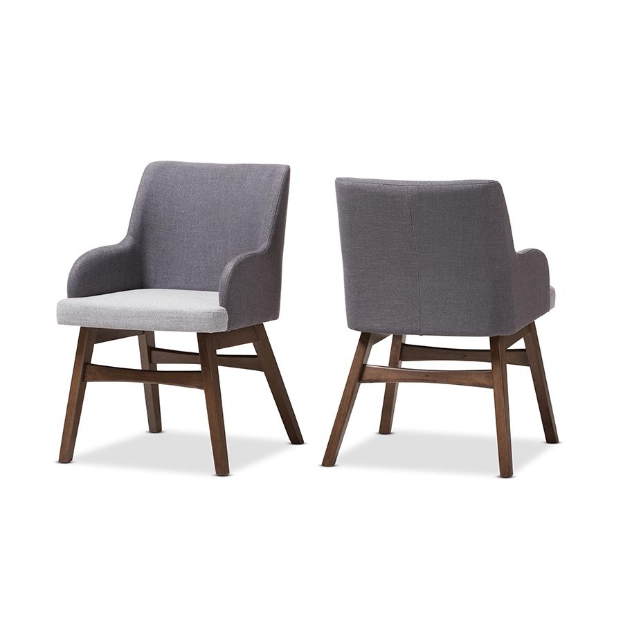 Baxton Studio Monte Mid-Century Modern Two-Tone Grey Fabric Armchair (Set of 2). Picture 1