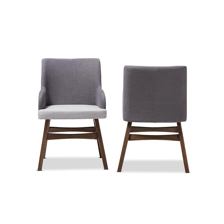 Baxton Studio Monte Mid-Century Modern Two-Tone Grey Fabric Armchair (Set of 2). Picture 2