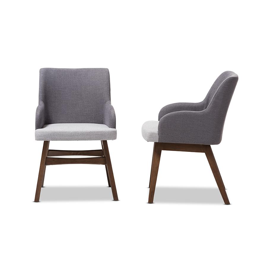Baxton Studio Monte Mid-Century Modern Two-Tone Grey Fabric Armchair (Set of 2). Picture 3