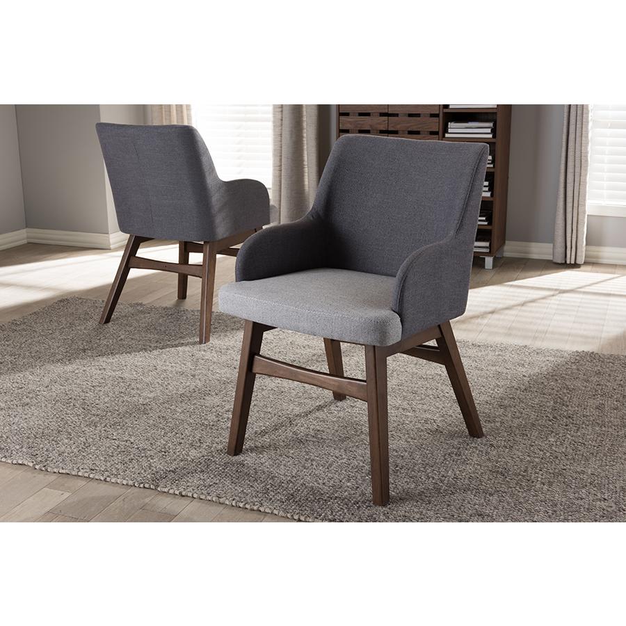 Baxton Studio Monte Mid-Century Modern Two-Tone Grey Fabric Armchair (Set of 2). Picture 6