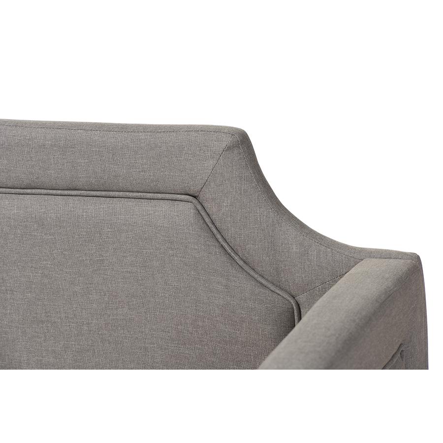 Fabric Curved Notched Corners Sofa Twin Daybed with Roll-Out Trundle Guest Bed. Picture 2
