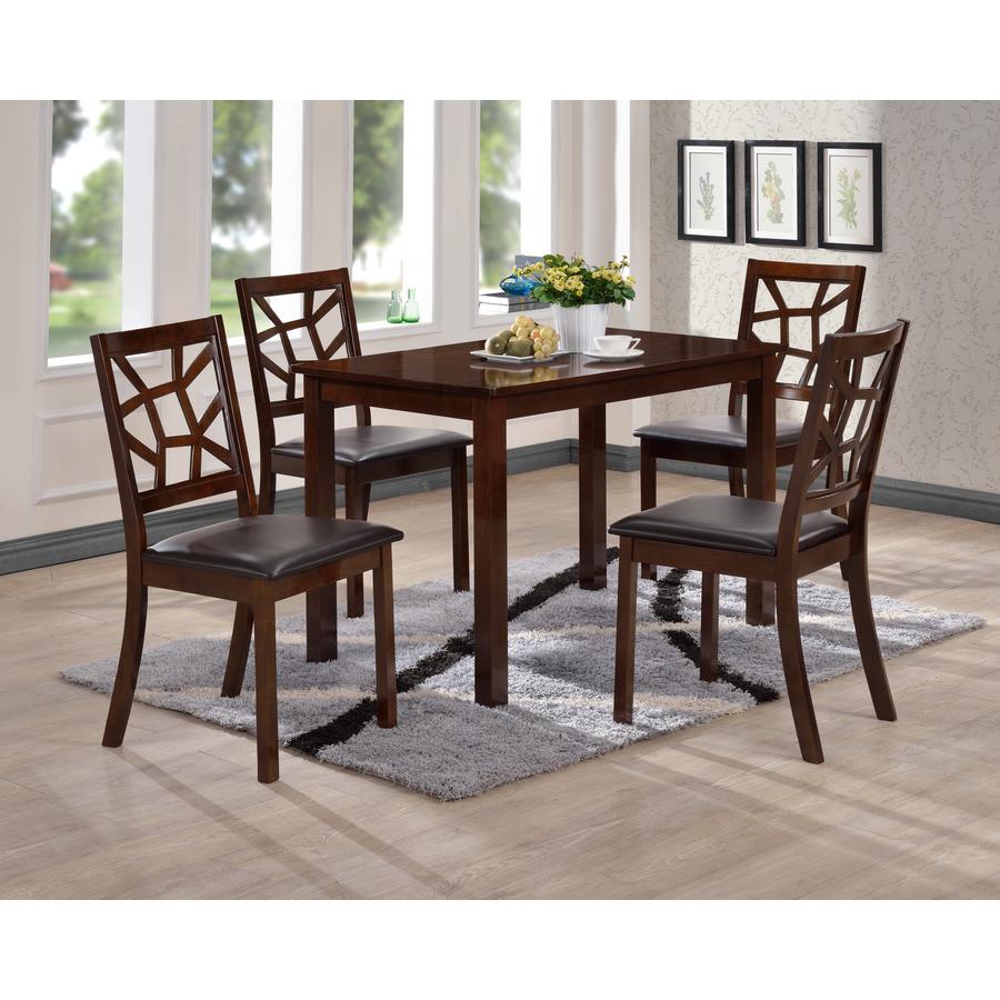 Mozaika Black Leather Contemporary 5-Piece Dining Set. Picture 1
