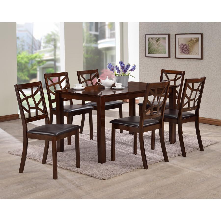 Mozaika Wood and Leather Contemporary 7-Piece Dining Set Black. Picture 1