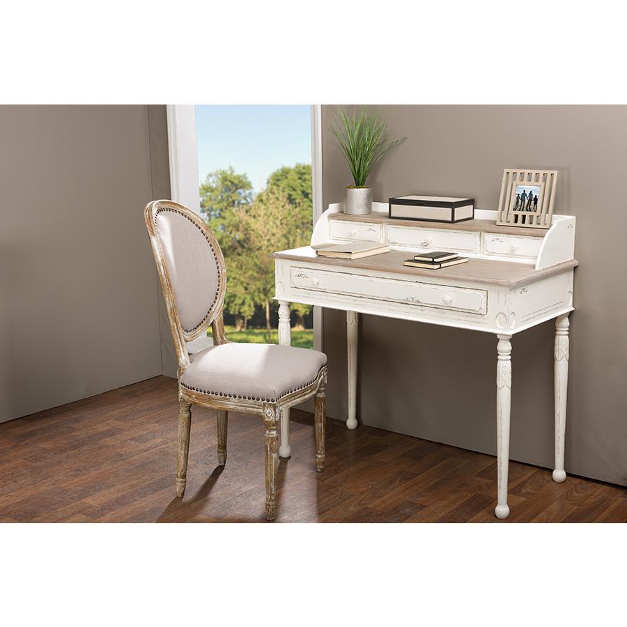 Anjou Traditional French Accent Writing Desk White/Light Brown. Picture 2