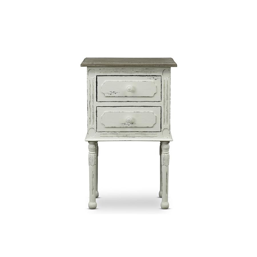 Anjou Traditional French Accent Nightstand White/Light Brown. Picture 1