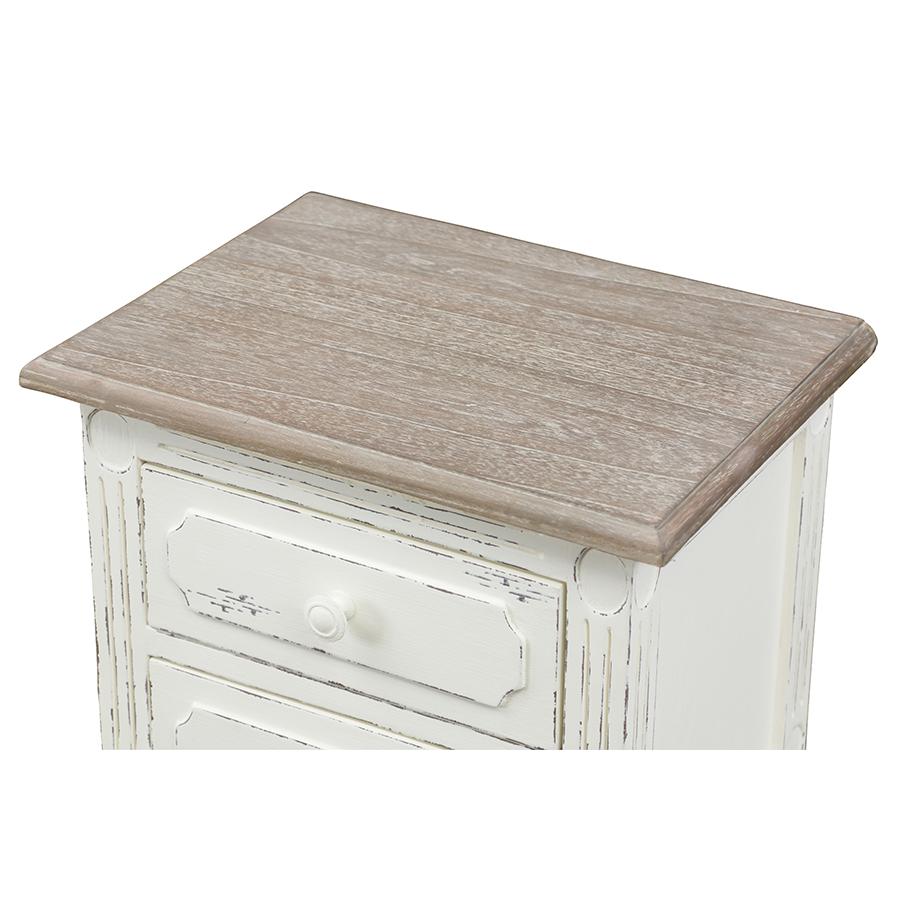 Anjou Traditional French Accent Nightstand White/Light Brown. Picture 3