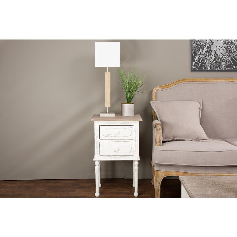 Anjou Traditional French Accent Nightstand White/Light Brown. Picture 4
