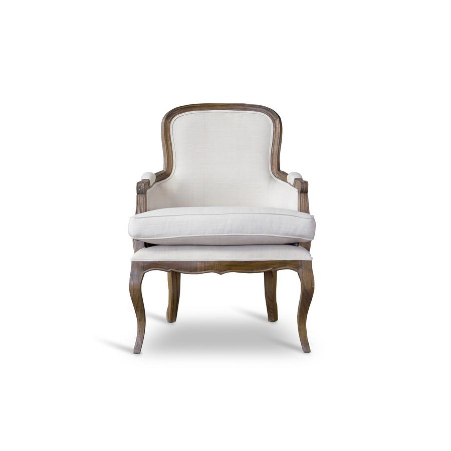 Napoleon Traditional French Accent Chair—Ash White. Picture 2