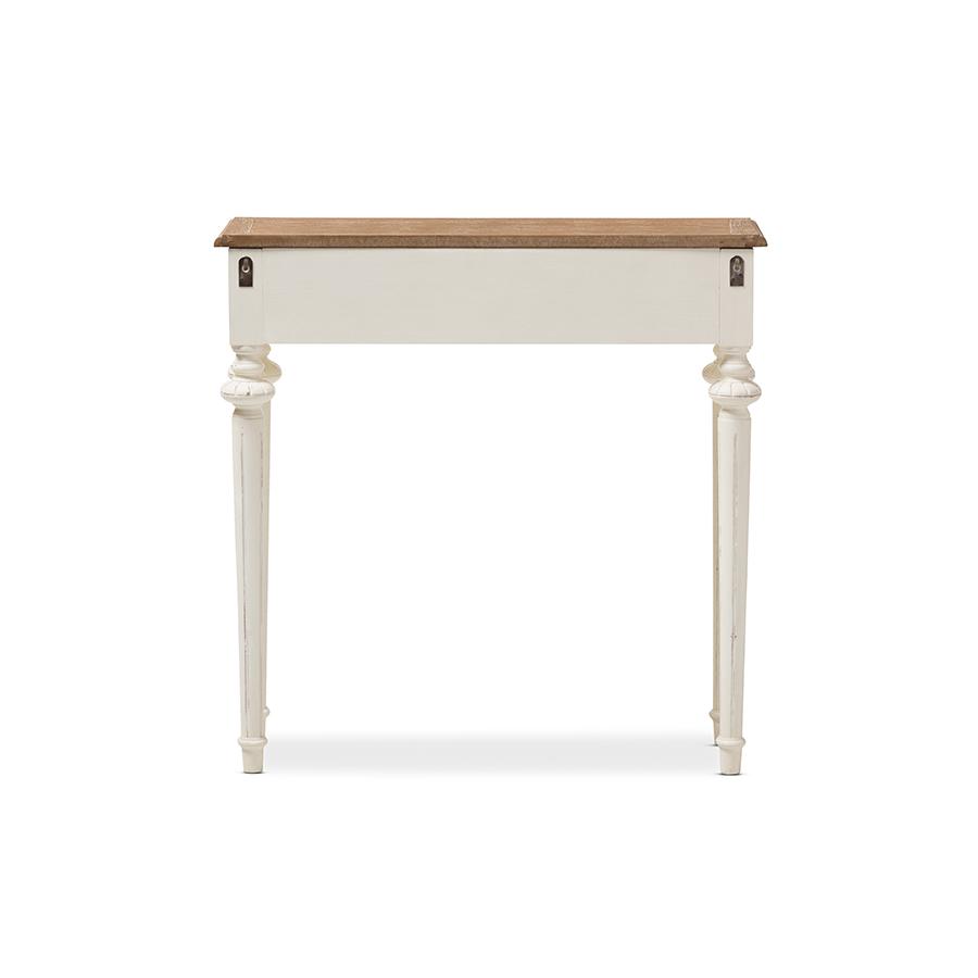 Weathered Oak and White Wash Distressed Finish Wood Two-Tone Console Table. Picture 4