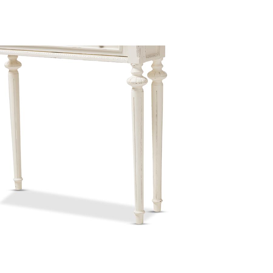 Weathered Oak and White Wash Distressed Finish Wood Two-Tone Console Table. Picture 6