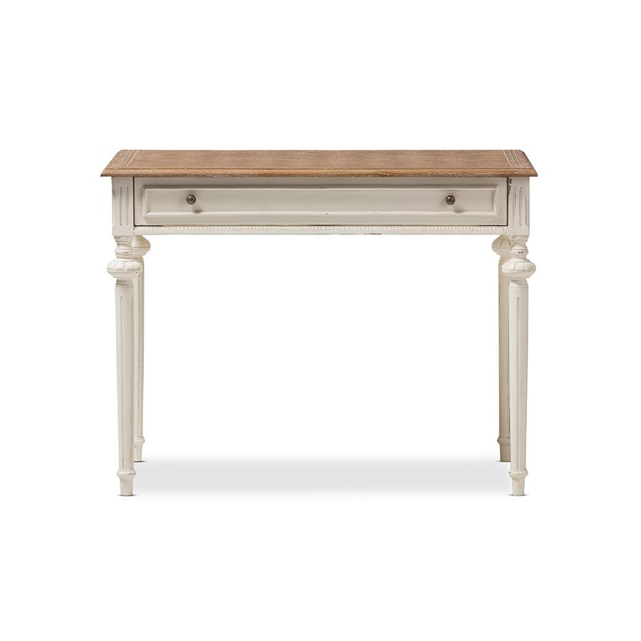 Marquetterie French Provincial Weathered Oak and Whitewash Writing Desk. Picture 2