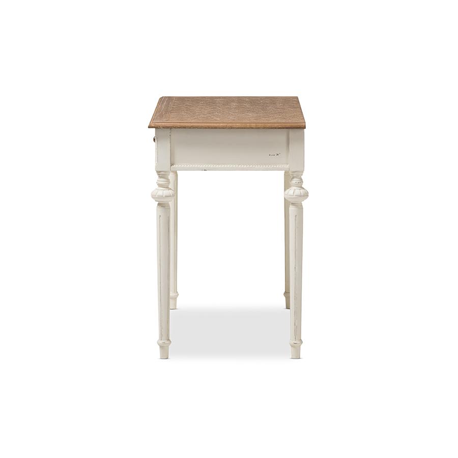 Marquetterie French Provincial Weathered Oak and Whitewash Writing Desk. Picture 3