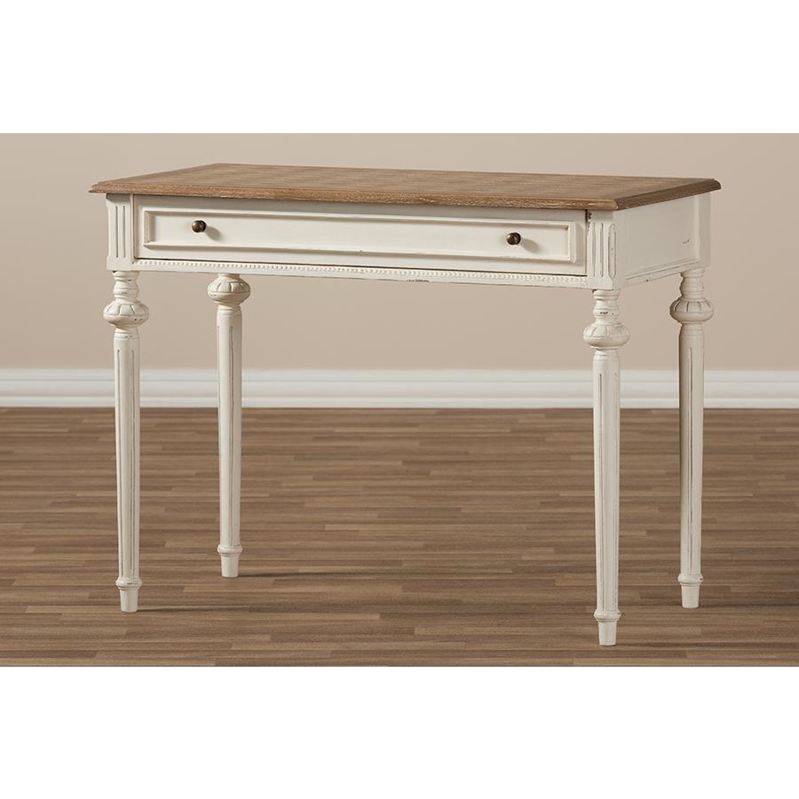 Marquetterie French Provincial Weathered Oak and Whitewash Writing Desk. Picture 8