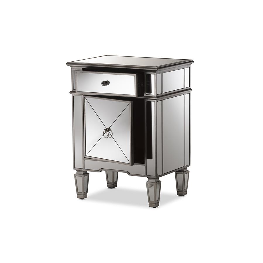 Glamour Mirrored Nightstand. Picture 2