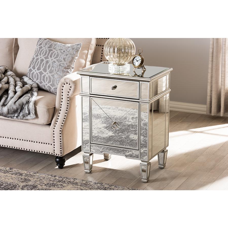 Baxton Studio Claudia Hollywood Regency Glamour Style Mirrored End Table. Picture 5