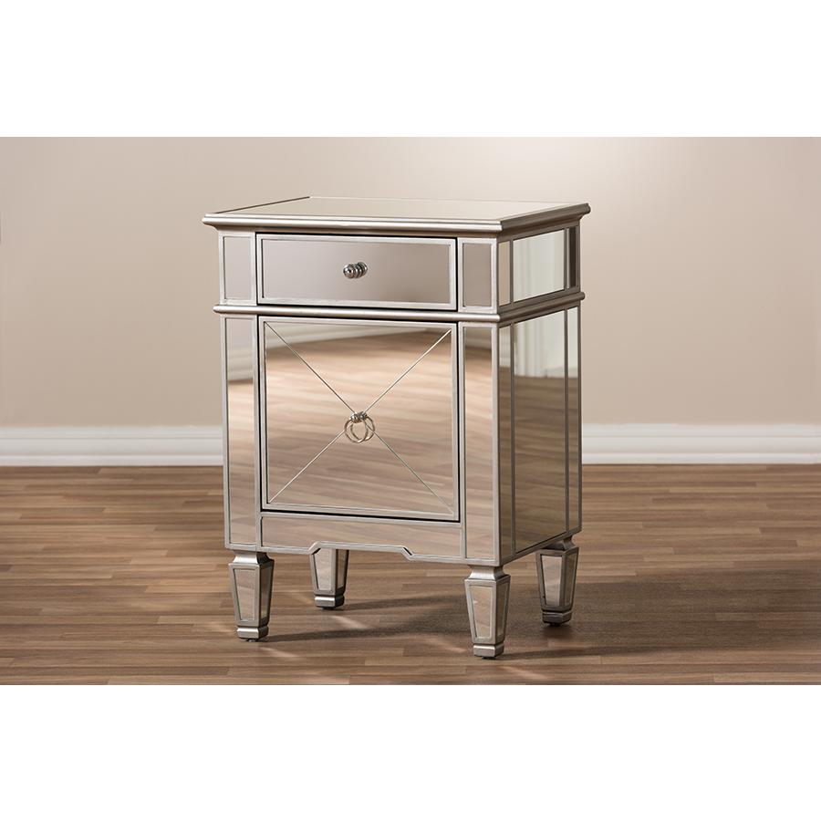Baxton Studio Claudia Hollywood Regency Glamour Style Mirrored End Table. Picture 7