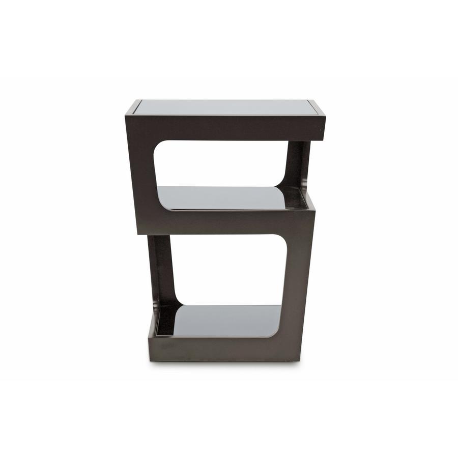 Clara Black Modern End Table with 3-Tiered Glass Shelves. Picture 2