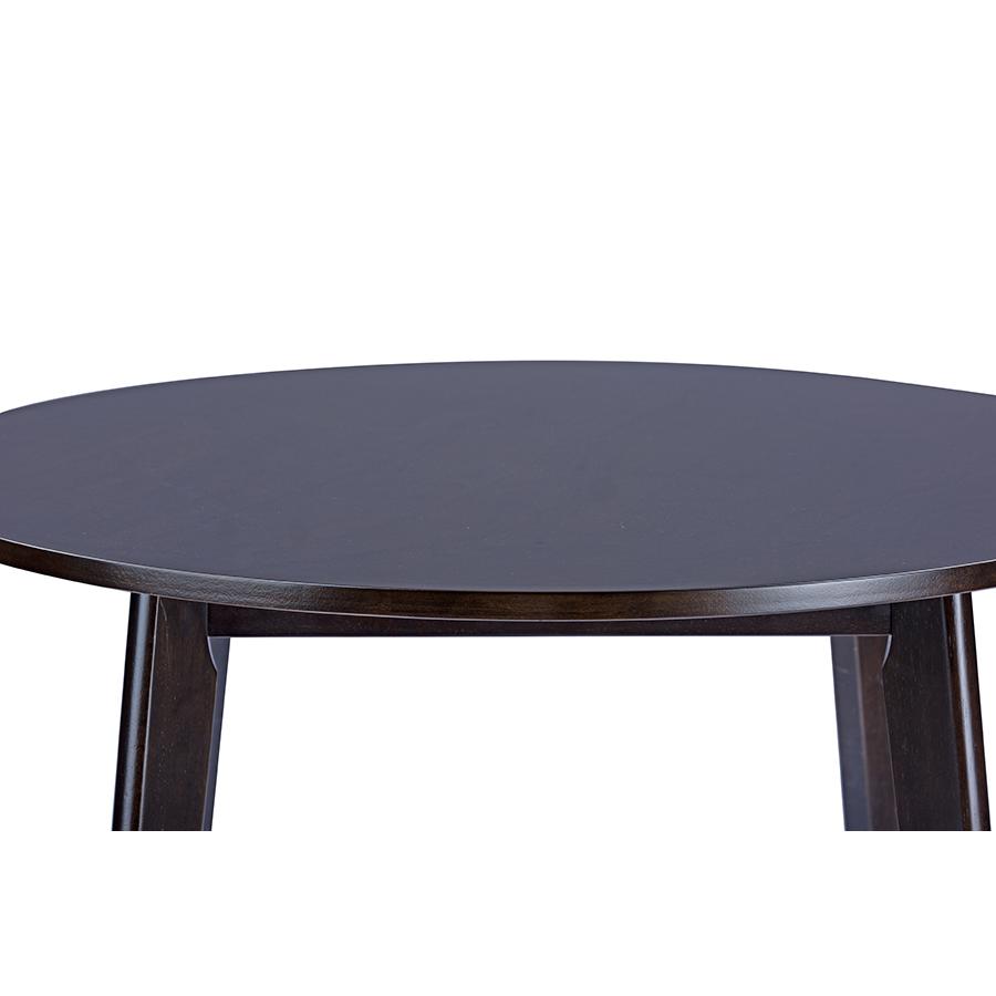Dark Brown Wood Round Dining Table. Picture 3