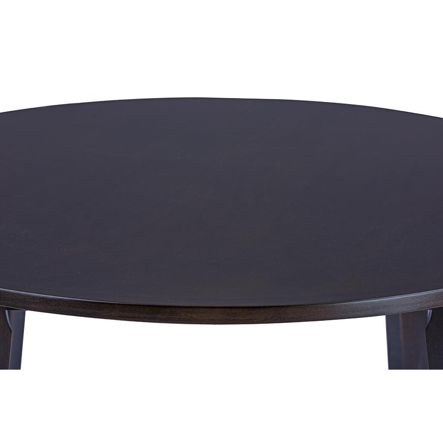 Dark Brown Wood Round Dining Table. Picture 4