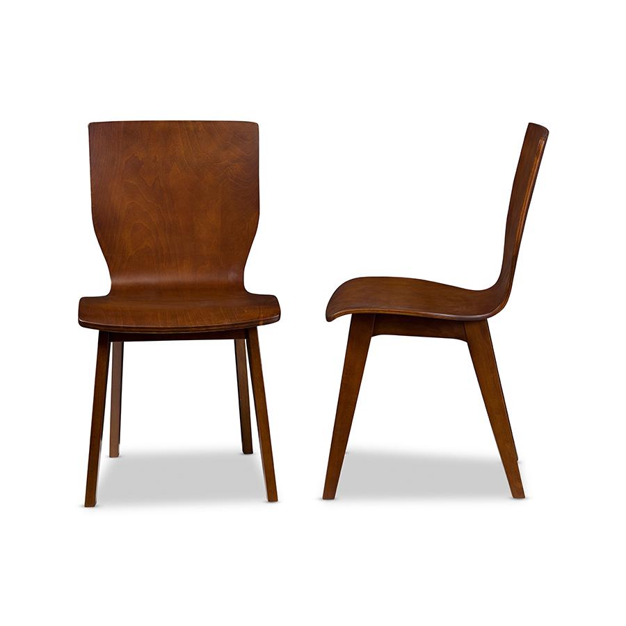 Elsa Mid-century Modern Scandinavian Style Dark Walnut Bent Wood Dining Chair "Walnut" Dark Brown. Picture 1