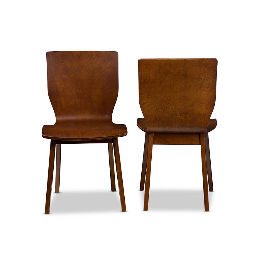 Scandinavian Style Dark Walnut Bent Wood Dining Chair (Set of 2). Picture 1