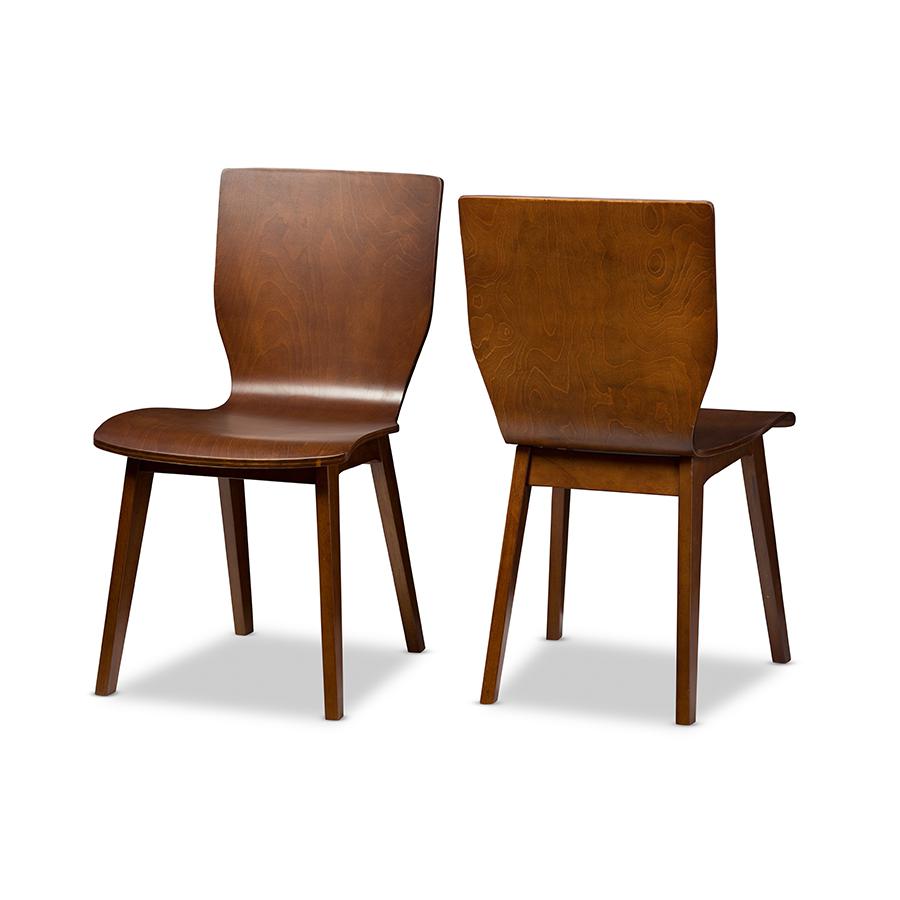 Scandinavian Style Dark Walnut Bent Wood Dining Chair (Set of 2). Picture 2