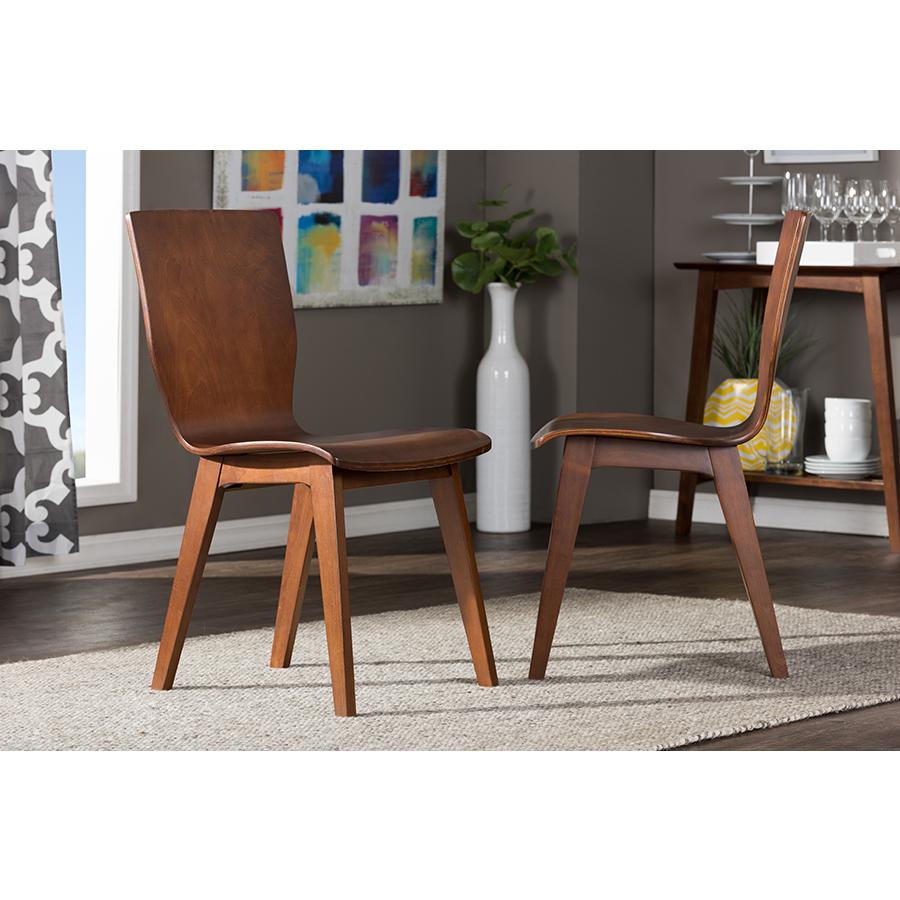 Scandinavian Style Dark Walnut Bent Wood Dining Chair (Set of 2). Picture 3