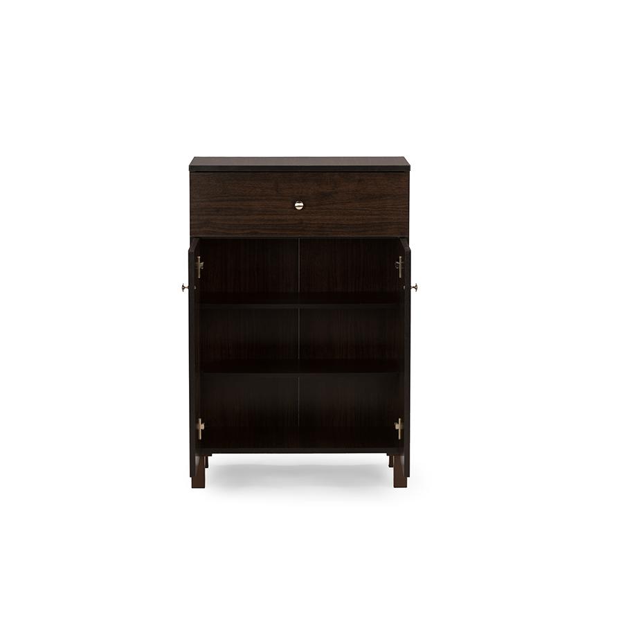 Dark Brown Shoe Cabinet with 2 Doors Drawer. Picture 2