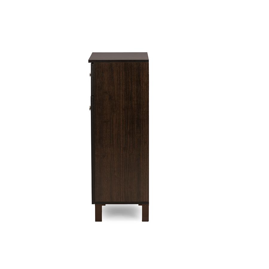 Dark Brown Shoe Cabinet with 2 Doors Drawer. Picture 4