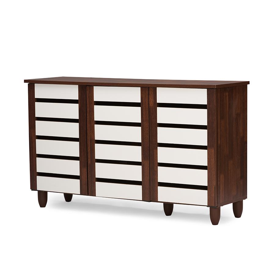 Gisela Oak and White 2-tone Shoe Cabinet With 3 Doors Brown. Picture 4