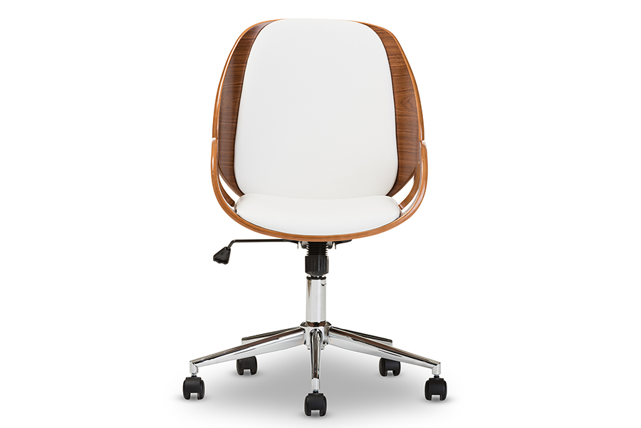 Watson Modern and Contemporary White and Walnut Office Chair White/"Walnut" Brown. Picture 1
